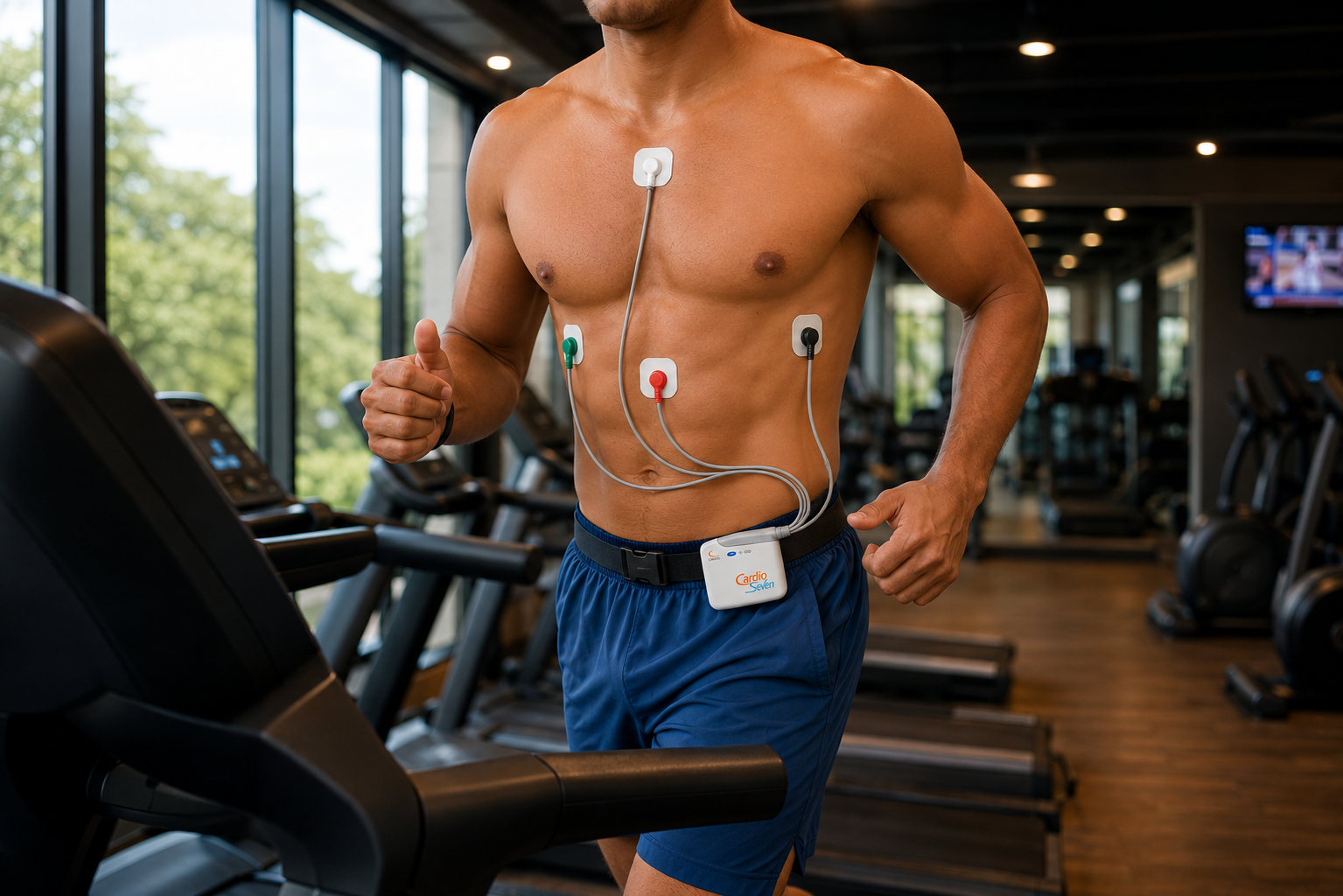 homem na esteira com Holter cardioseven novo